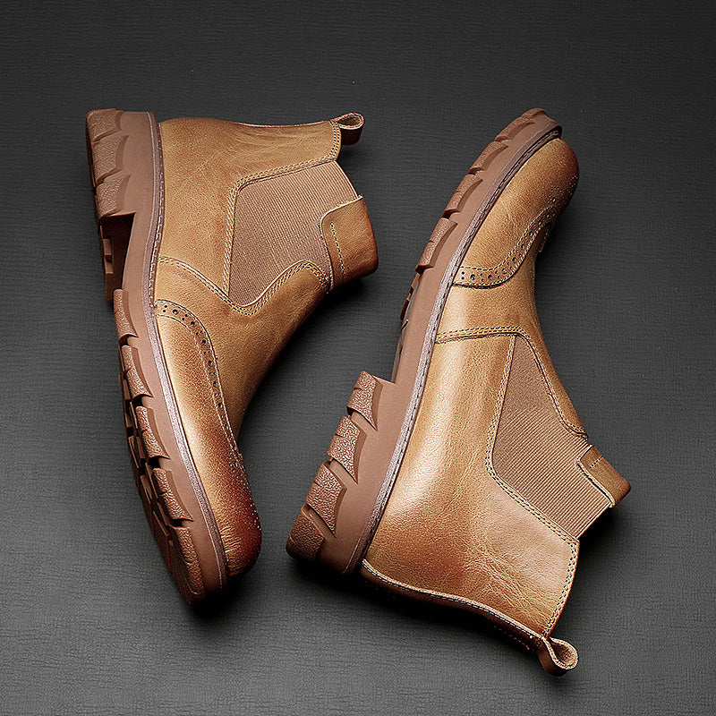 Men's Leather Chelsea Boots - Warm Vintage Style